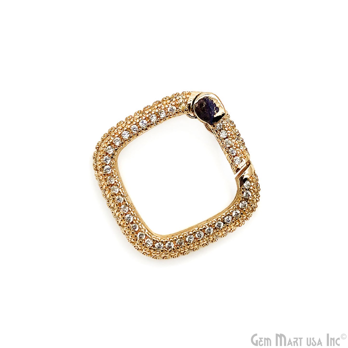 Dainty CZ Pave Square Spring Gate Ring 18mm Square Push Gate Ring-Jewelry Making Findings