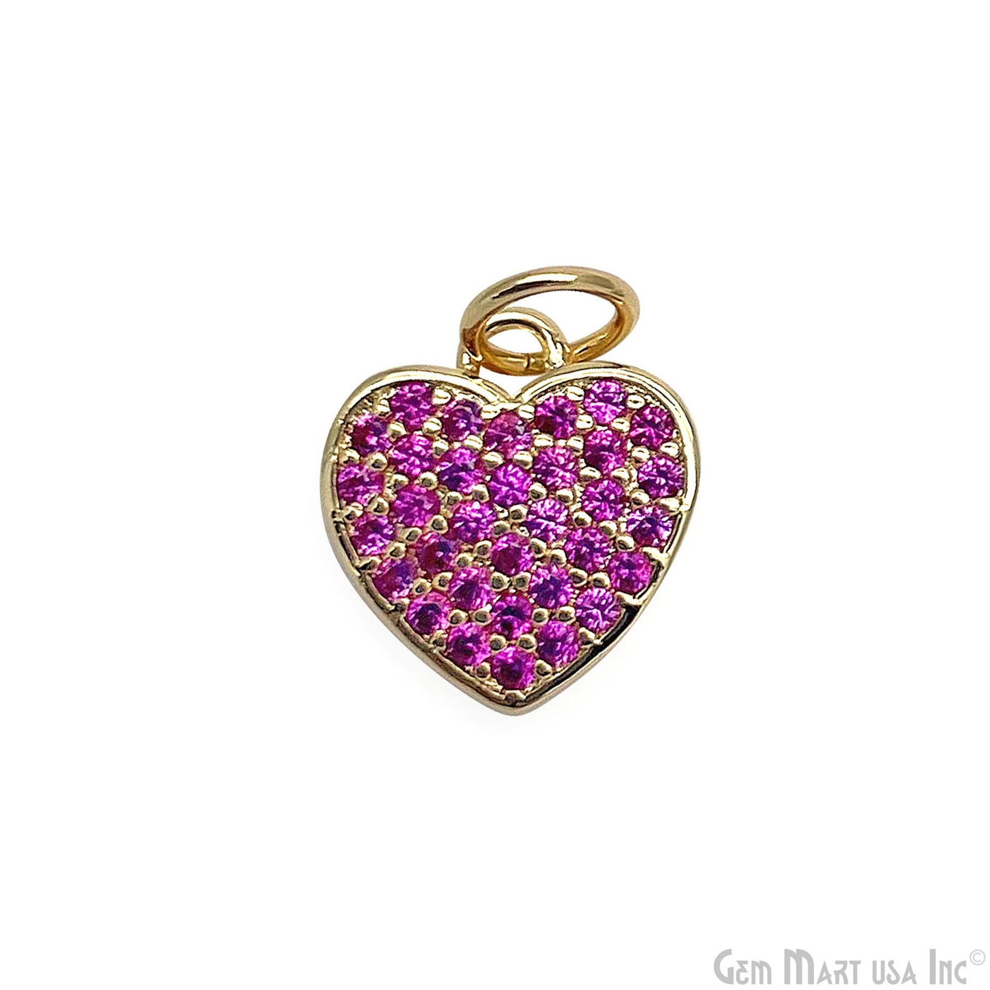Pink Zircon Pave Hear Shape Single Bail Pendant
