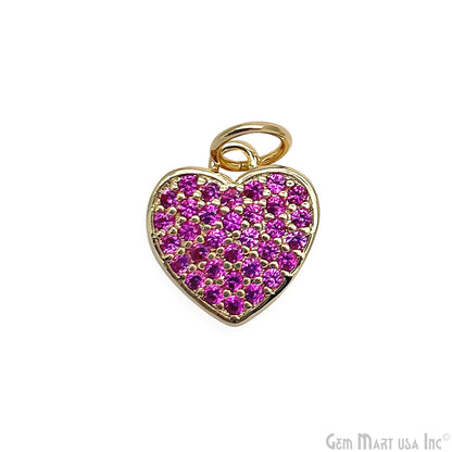 Pink Zircon Pave Hear Shape Single Bail Pendant