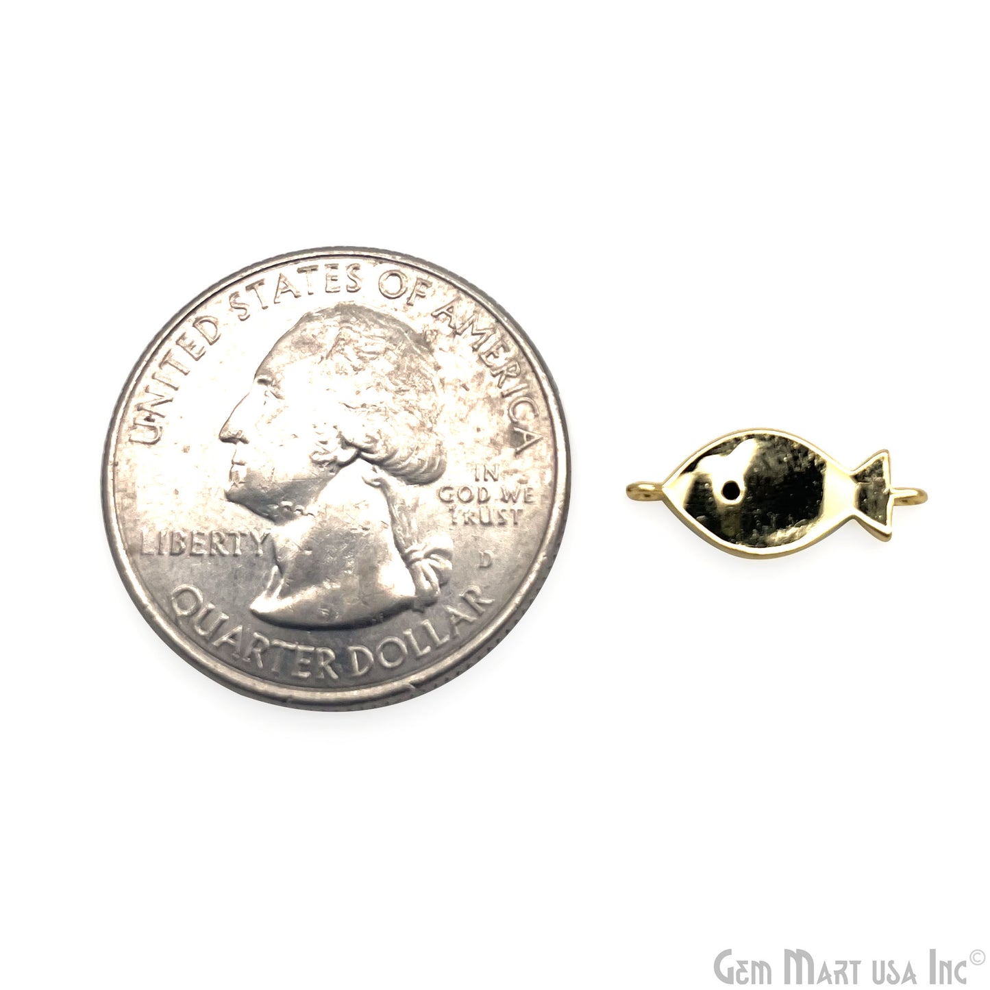 Fish Charm Blue Shell  Double Bail Connector Pendant