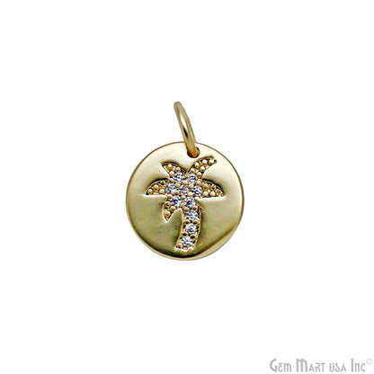 CZ Coconut Tree Round Charm Pendant 10mm Single Bail Tree Bracelet Charm