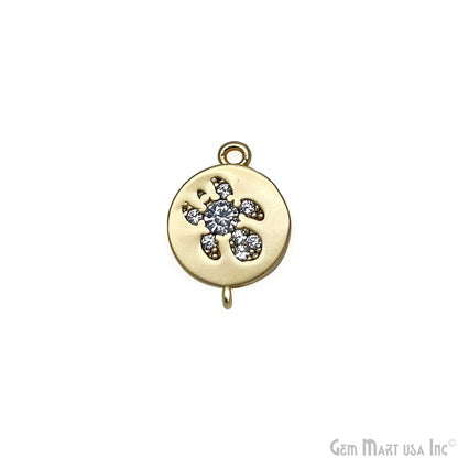 CZ Round Charm Pendant 13x9mm Double Bail Bracelet Charm