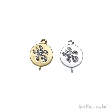 CZ Round Charm Pendant 13x9mm Double Bail Bracelet Charm