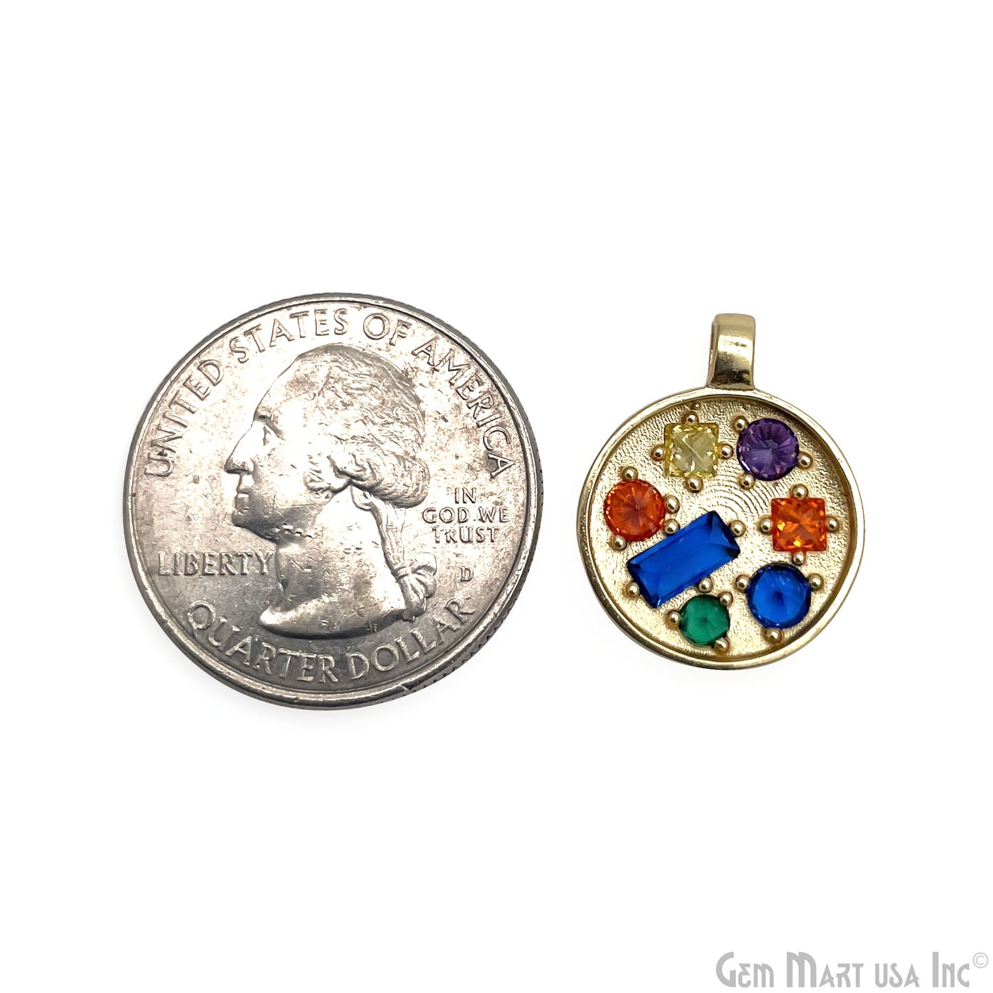 Stone Matte Finish Round Charm Pendant 16mm Pendant