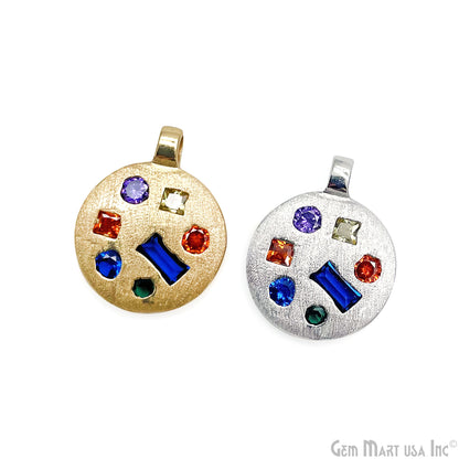 Stone Matte Finish Round Charm Pendant 16mm Pendant
