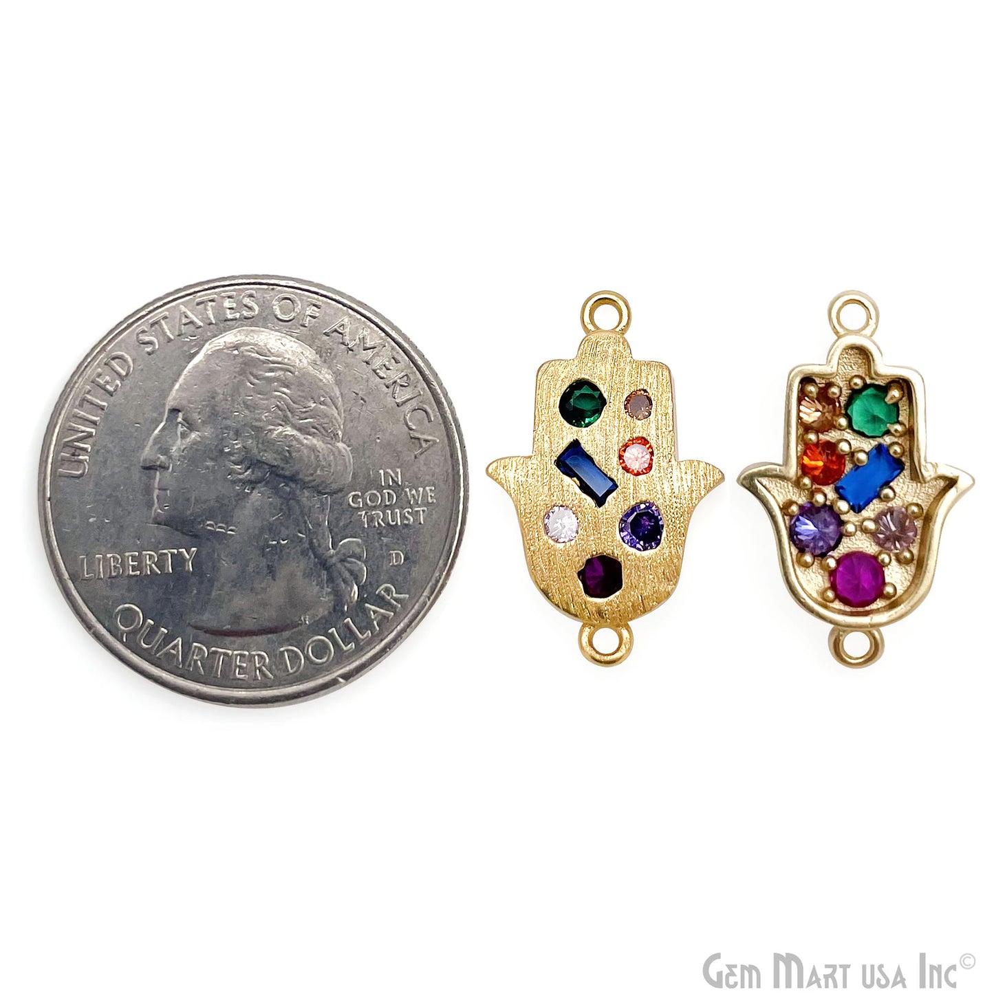 Hamsa Charm Necklace Cubic Zircon 20mm Double Bail Pendant