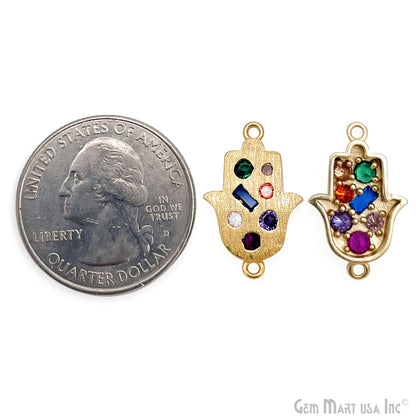Hamsa Charm Necklace Cubic Zircon 20mm Double Bail Pendant