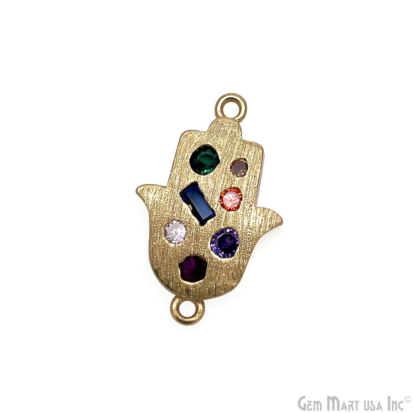 Hamsa Charm Necklace Cubic Zircon 20mm Double Bail Pendant