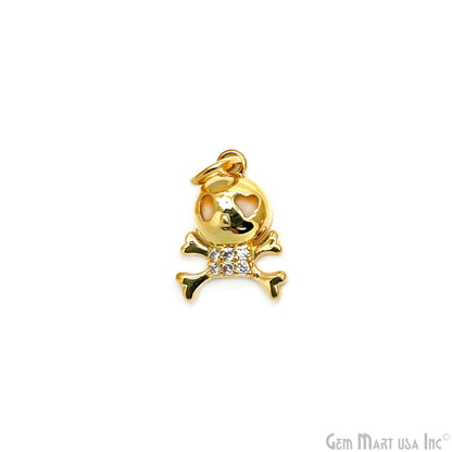 CZ Skull Crossbones 14x10mm Single Bail Pendant