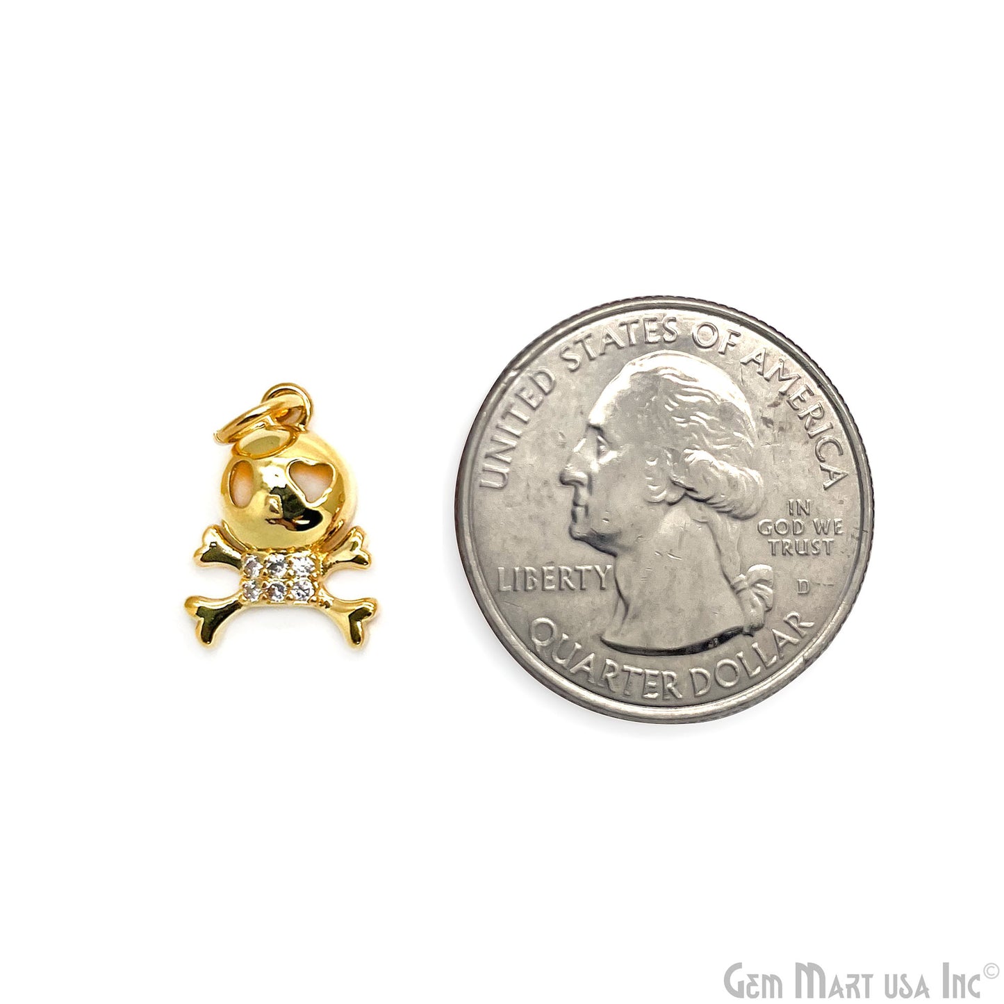 CZ Skull Crossbones 14x10mm Single Bail Pendant