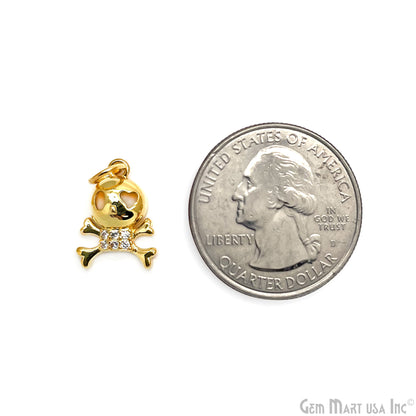 CZ Skull Crossbones 14x10mm Single Bail Pendant