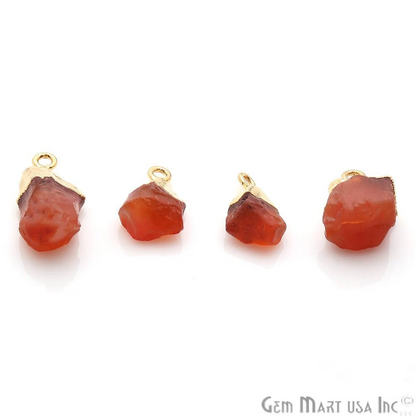 Rough Carnelian Gemstone 17x11mm Organic Gold Edged Single Bail Connector