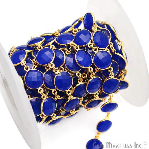 Dark Blue Chalcedony Round 12mm Continuous Connector Chain (764268675119)