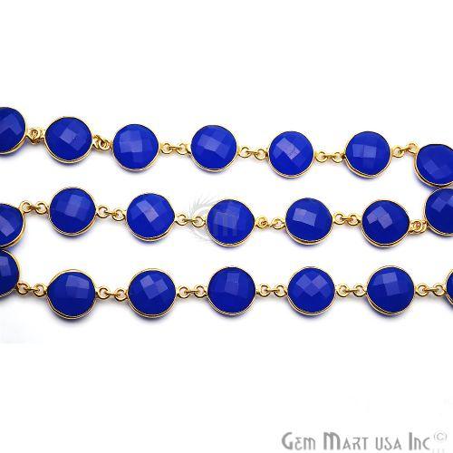 Dark Blue Chalcedony Round 12mm Continuous Connector Chain (764268675119)