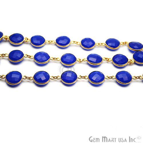 Dark Blue Chalcedony Round 12mm Continuous Connector Chain (764268675119)
