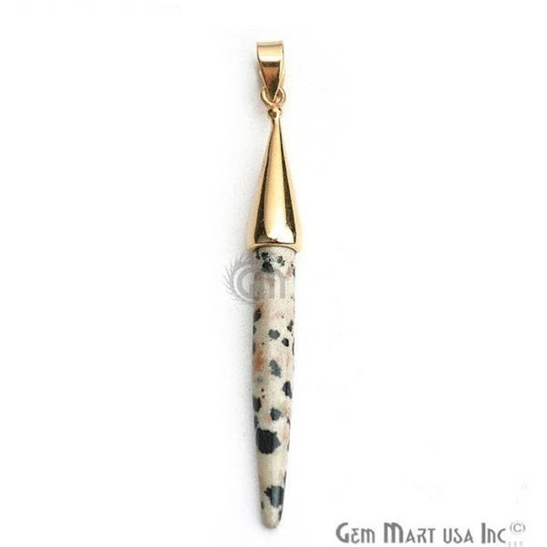 Gold Plated Cap Gemstone Spike Charm Pendant (50020) - GemMartUSA