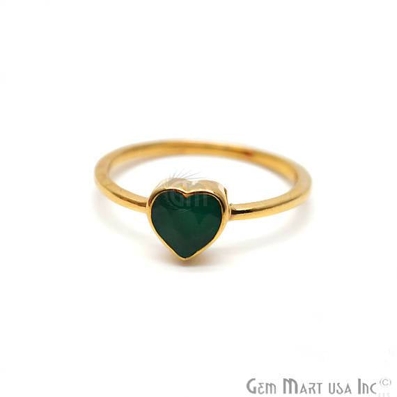 Gold Plated Heart Shape Single Gemstone Solitaire Ring (GP-12009) - GemMartUSA