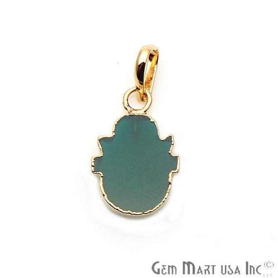 Gold Electroplated 20x15mm Hamsa Shape Gemstone Pendant (50014) - GemMartUSA