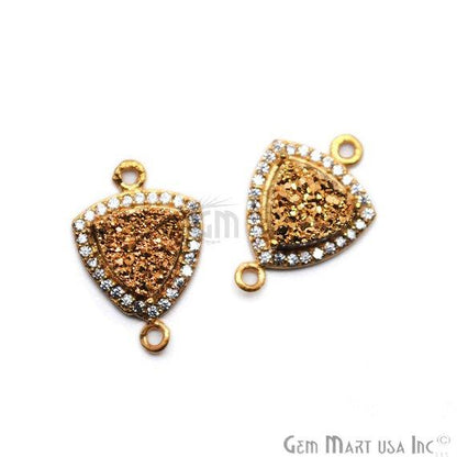 Druzy With Cubic Zircon Pave 8mm Trillion Gold Plated Double Bail Connector (Pick Your Color) 40019 - GemMartUSA