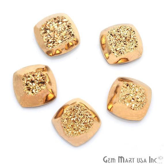 Window Druzy Cabochon 12mm Cushion Shape Cave Druzy (Pick Your Color) - GemmartUSA
