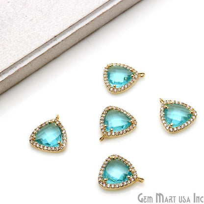 Trillion 10mm Gold Prong Setting Cubic Zircon Pave Connectors (Pick Stone) - GemMartUSA