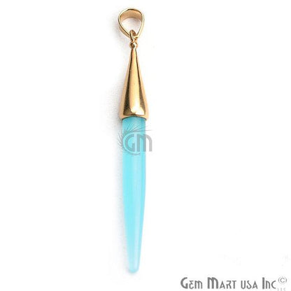 Gold Plated Cap Gemstone Spike Charm Pendant (50020) - GemMartUSA