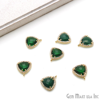 Trillion 10mm Gold Prong Setting Cubic Zircon Pave Connectors (Pick Stone) - GemMartUSA