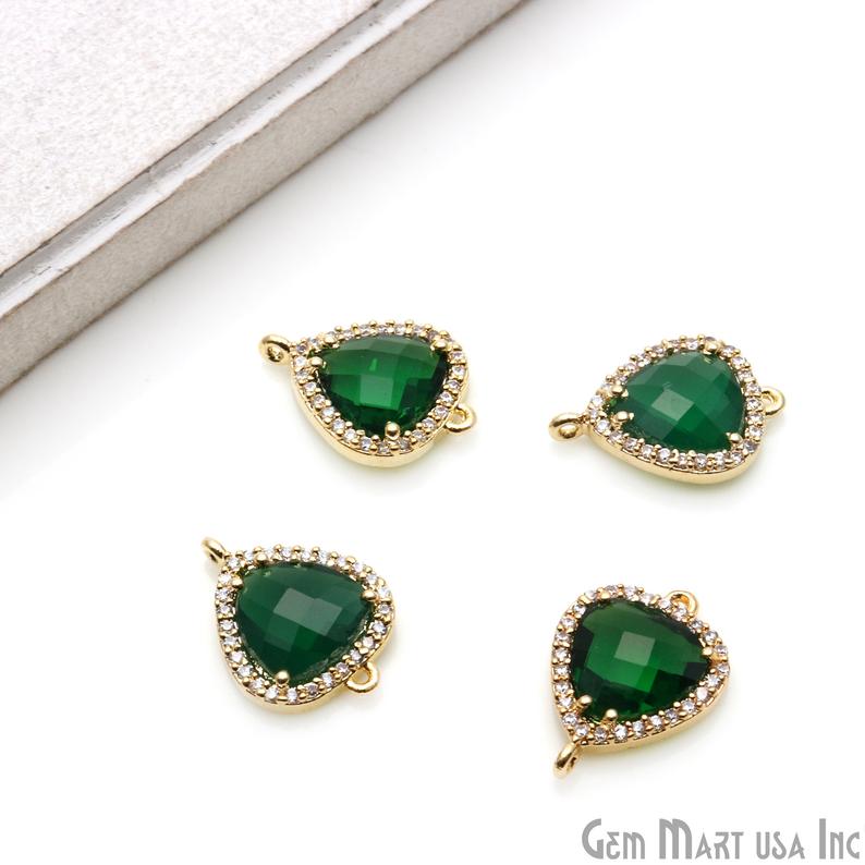 Trillion 10mm Gold Prong Setting Cubic Zircon Pave Connectors (Pick Stone) - GemmartUSA