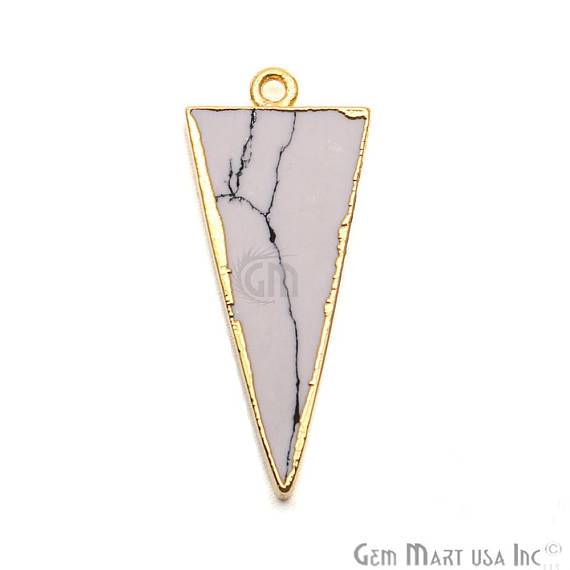 Gold Plated 35x15mm Triangle Shape Sediment Jasper Pendant (50063) - GemMartUSA