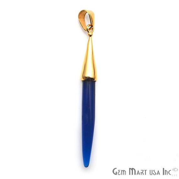 Gold Plated Cap Gemstone Spike Charm Pendant (50020) - GemMartUSA