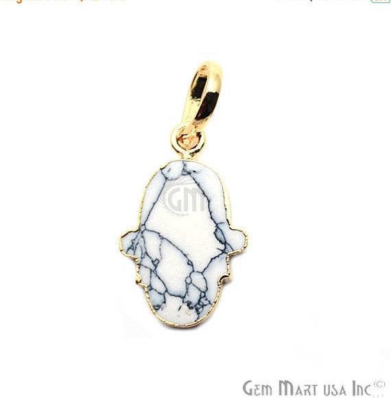 Gold Electroplated 20x15mm Hamsa Shape Gemstone Pendant (50014) - GemMartUSA