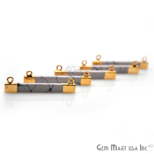 Howlite Rectangle Gold Plated Gemstone Connector