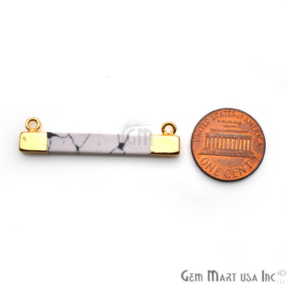 Howlite Rectangle Gold Plated Gemstone Connector