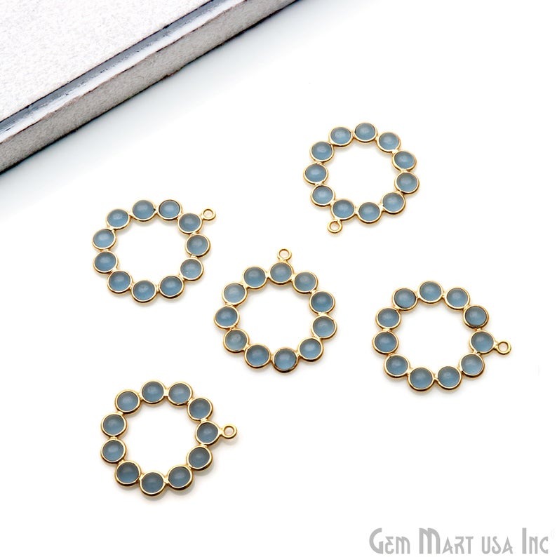 Iolite 26x23mm Round Finding Chandelier Gemstone Component (Pick Plating) - GemmartUSA