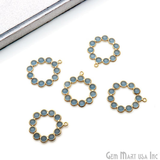 Iolite 26x23mm Round Finding Chandelier Gemstone Component (Pick Plating) - GemmartUSA
