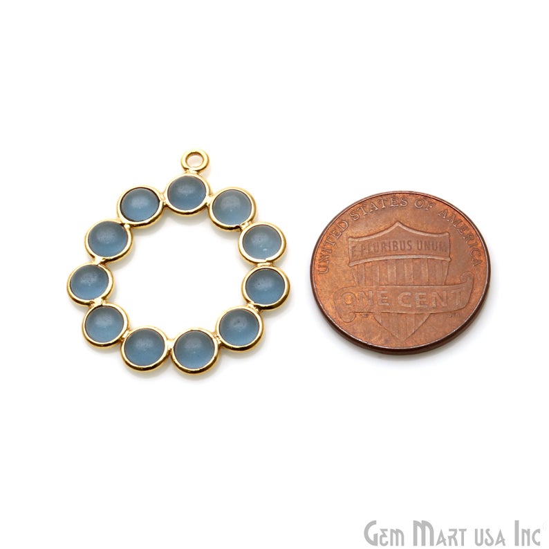 Iolite 26x23mm Round Finding Chandelier Gemstone Component (Pick Plating) - GemMartUSA