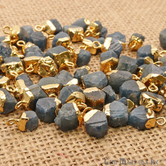 Iolite Gold Electroplated Single Bail Gemstone Connector