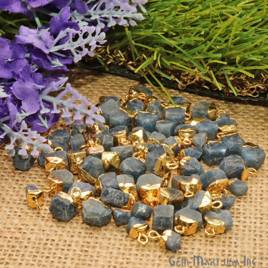 Iolite Gold Electroplated Single Bail Gemstone Connector