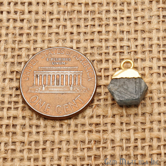 Iolite Gold Electroplated Single Bail Gemstone Connector