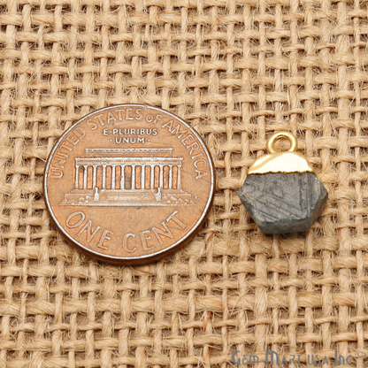 Iolite Gold Electroplated Single Bail Gemstone Connector