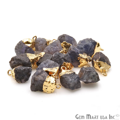 Iolite Gold Electroplated Single Bail Gemstone Connector