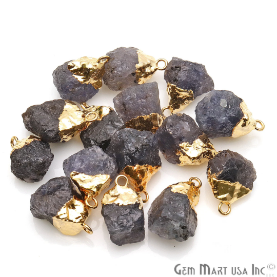 Iolite Gold Electroplated Single Bail Gemstone Connector