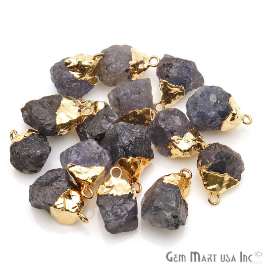 Iolite Gold Electroplated Single Bail Gemstone Connector
