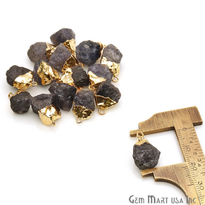 Iolite Gold Electroplated Single Bail Gemstone Connector