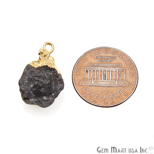 Iolite Gold Electroplated Single Bail Gemstone Connector