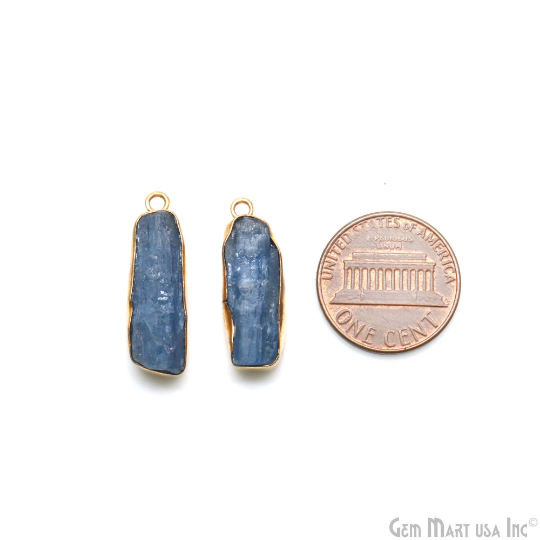 Kyanite Organic 24x10mm Gold Electroplated Finding Earing Connector