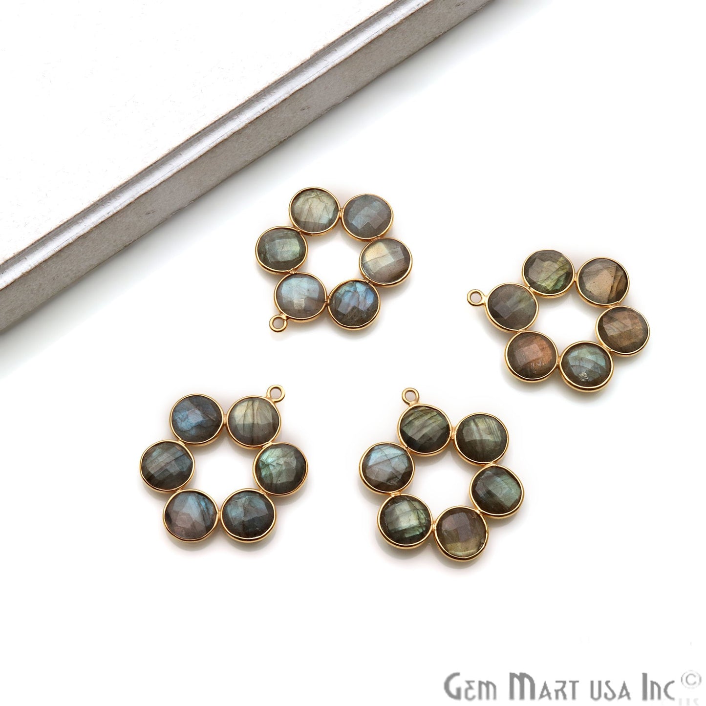 DIY Flower 14x17mm Gold Plated Single Bail Connector Component (1pc)