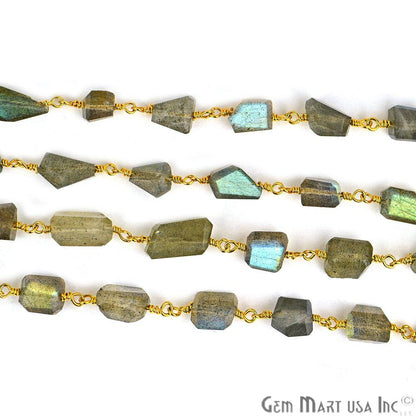 Labradorite Beads Gold Plated Wire Wrapped Rosary Chain (763757133871)