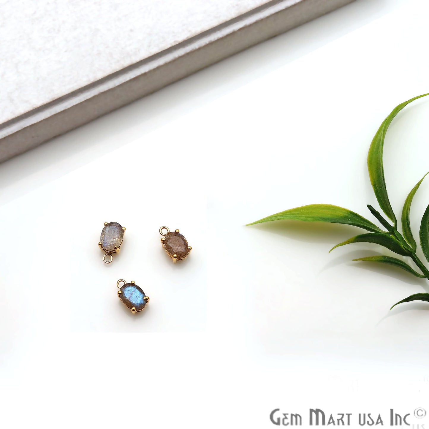 Oval 6x8mm Gold Plated Prong Setting Gemstone Connector