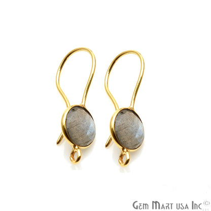 DIY Gemstone 26x9mm Gold Plated Round Hook Earring